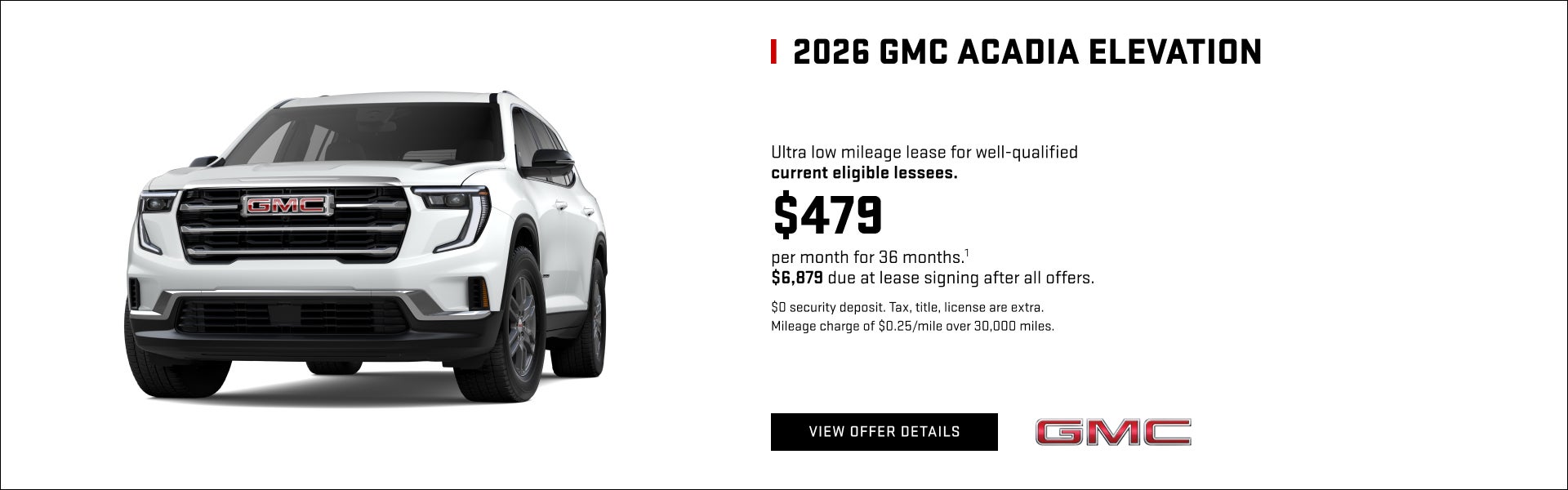 Ultra low mileage lease for well-qualified current eligible lessees. 

$479 per month for 36 mont...