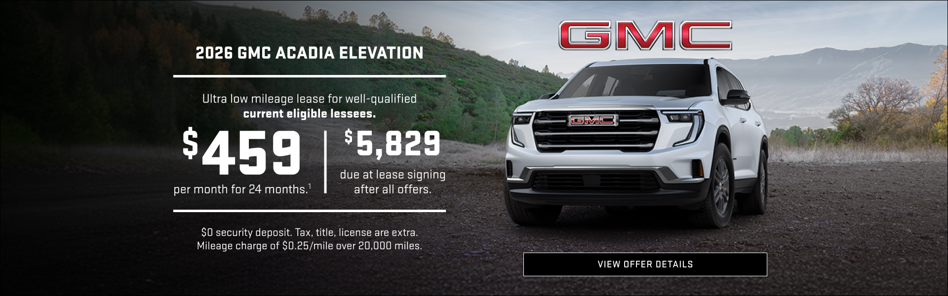 Ultra low mileage lease for well-qualified current eligible lessees. 

$459 per month for 24 mont...