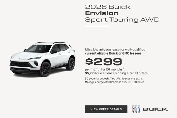 Ultra low mileage lease for well-qualified current eligible Buick or GMC lessees.

$299 per month...