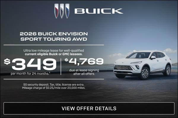 Ultra low mileage lease for well-qualified current eligible Buick or GMC lessees.

$349 per month...